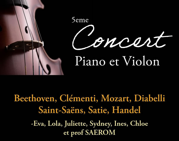 Concert de piano et Violon au CIQ de La Panouse samedi 29 juin 17h30