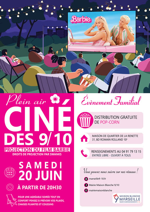 20 juin 2026 : Ciné plein-air "Barbie" à la Renette 13010